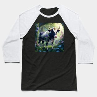 Cow in Forest Baseball T-Shirt